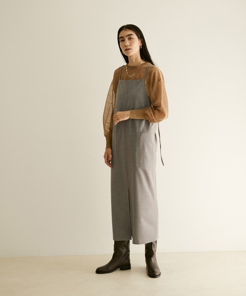SALON adam et rope'（サロン アダム エ ロペ）の「【サステナブル】【セットアップ対応】GREEN WOOL キャミソールワンピース（ワンピース・レディース・ブラック/ライトグレー/ブラウン・FREE）」の10枚目の写真
