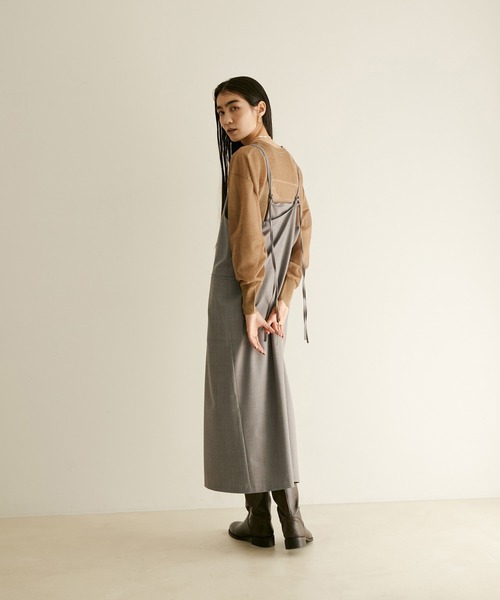 SALON adam et rope'（サロン アダム エ ロペ）の「【サステナブル】【セットアップ対応】GREEN WOOL キャミソールワンピース（ワンピース・レディース・ブラック/ライトグレー/ブラウン・FREE）」の12枚目の写真