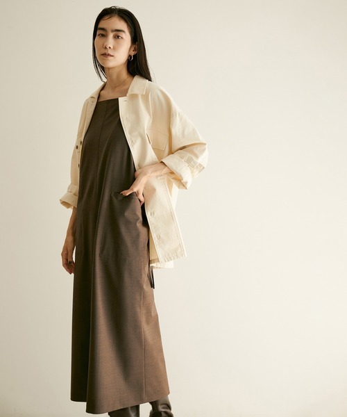 SALON adam et rope'（サロン アダム エ ロペ）の「【サステナブル】【セットアップ対応】GREEN WOOL キャミソールワンピース（ワンピース・レディース・ブラック/ライトグレー/ブラウン・FREE）」の15枚目の写真