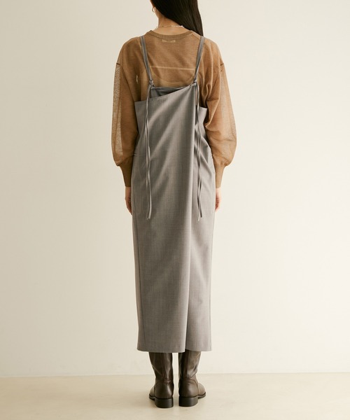 SALON adam et rope'（サロン アダム エ ロペ）の「【サステナブル】【セットアップ対応】GREEN WOOL キャミソールワンピース（ワンピース・レディース・ブラック/ライトグレー/ブラウン・FREE）」の13枚目の写真