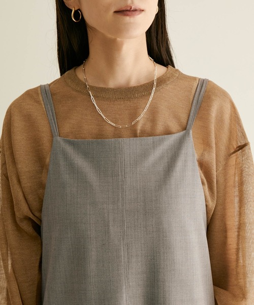 SALON adam et rope'（サロン アダム エ ロペ）の「【サステナブル】【セットアップ対応】GREEN WOOL キャミソールワンピース（ワンピース・レディース・ブラック/ライトグレー/ブラウン・FREE）」の9枚目の写真