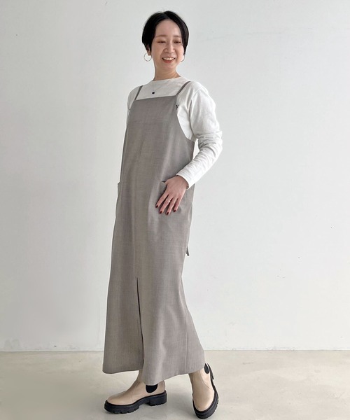 SALON adam et rope'（サロン アダム エ ロペ）の「【サステナブル】【セットアップ対応】GREEN WOOL キャミソールワンピース（ワンピース・レディース・ブラック/ライトグレー/ブラウン・FREE）」の22枚目の写真