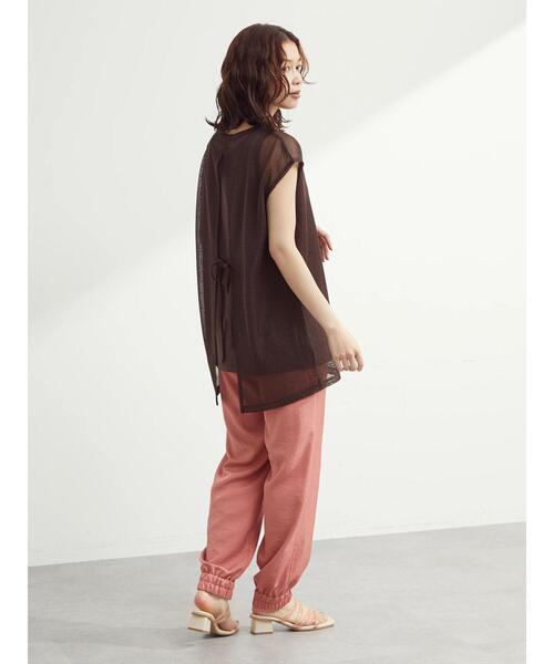 Green Parks(グリーンパークス)の「SET2点 ノースリーブメッシュチュニック+インナー(Tシャツ/カットソー・レディース・ブラック/ベージュ/ブラウン・FREE)」の9枚目の写真