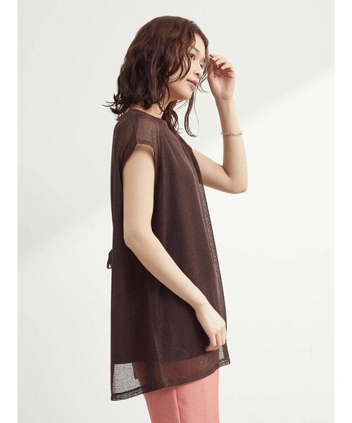 Green Parks(グリーンパークス)の「SET2点 ノースリーブメッシュチュニック+インナー(Tシャツ/カットソー・レディース・ブラック/ベージュ/ブラウン・FREE)」の10枚目の写真