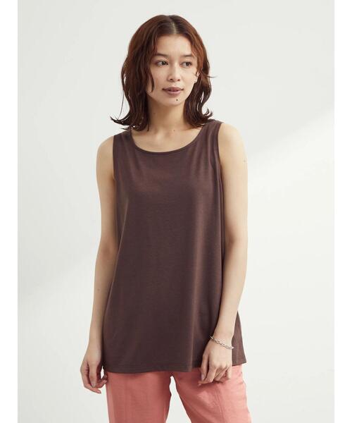 Green Parks(グリーンパークス)の「SET2点 ノースリーブメッシュチュニック+インナー(Tシャツ/カットソー・レディース・ブラック/ベージュ/ブラウン・FREE)」の20枚目の写真