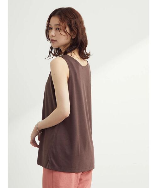 Green Parks(グリーンパークス)の「SET2点 ノースリーブメッシュチュニック+インナー(Tシャツ/カットソー・レディース・ブラック/ベージュ/ブラウン・FREE)」の21枚目の写真