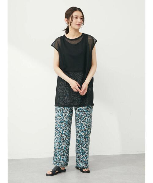 Green Parks(グリーンパークス)の「SET2点 ノースリーブメッシュチュニック+インナー(Tシャツ/カットソー・レディース・ブラック/ベージュ/ブラウン・FREE)」の12枚目の写真