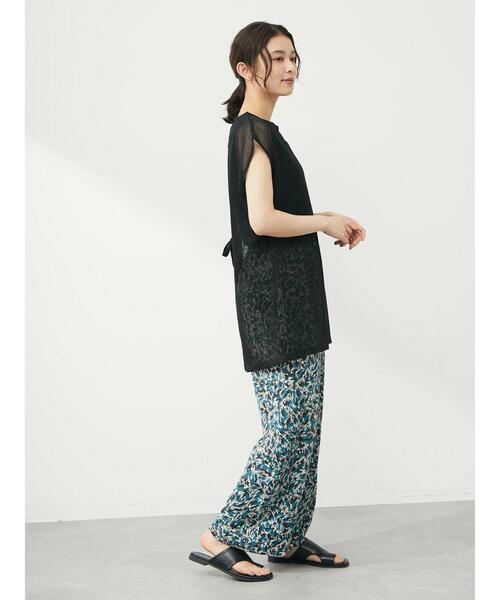 Green Parks(グリーンパークス)の「SET2点 ノースリーブメッシュチュニック+インナー(Tシャツ/カットソー・レディース・ブラック/ベージュ/ブラウン・FREE)」の14枚目の写真