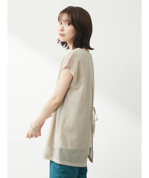 Green Parks(グリーンパークス)の「SET2点 ノースリーブメッシュチュニック+インナー(Tシャツ/カットソー・レディース・ブラック/ベージュ/ブラウン・FREE)」の5枚目の写真