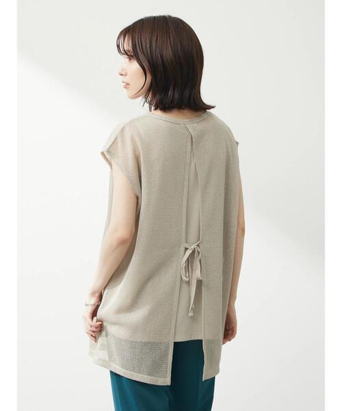 Green Parks(グリーンパークス)の「SET2点 ノースリーブメッシュチュニック+インナー(Tシャツ/カットソー・レディース・ブラック/ベージュ/ブラウン・FREE)」の6枚目の写真