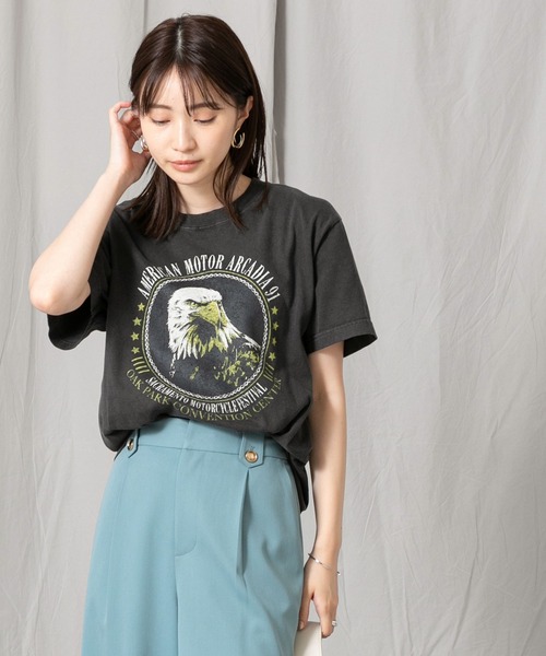 GOOD ROCK SPEED(グッドロックスピード)の「HawkプリントTシャツ(Tシャツ/カットソー・レディース・ブラック・FREE)」の1枚目の写真