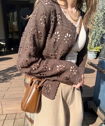 Ambre Ciel | 花柄透かし編みカーディガン/【WEB/EC限定商品】(カーディガン/ボレロ)