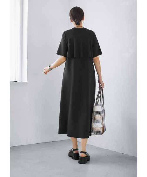 STYLE DELI(スタイルデリ)の「【Made in JAPAN】ラグジュアリー背面フリルワンピース(ワンピース・レディース・ブラック/ダークブルー・01/02)」の21枚目の写真