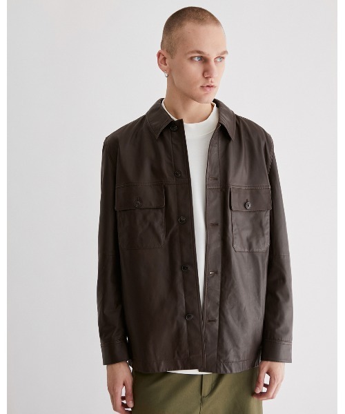 Saturdays NYC（サタデーズ ニューヨークシティ ）の「Driessen Leather Shirt Jacket（その他アウター・メンズ・ダークブラウン・M/L/XL/S/X-SMALL）」の8枚目の写真