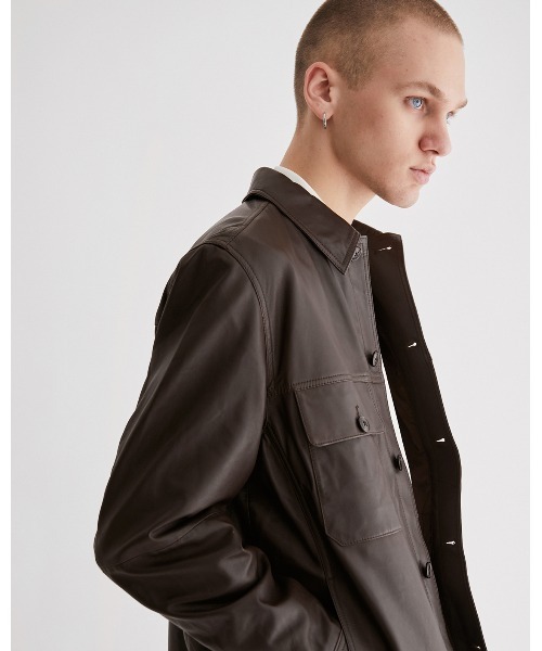 Saturdays NYC（サタデーズ ニューヨークシティ ）の「Driessen Leather Shirt Jacket（その他アウター・メンズ・ダークブラウン・M/L/XL/S/X-SMALL）」の6枚目の写真