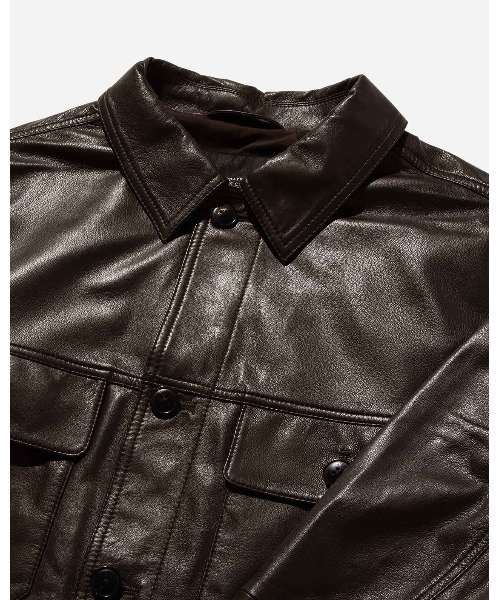 Saturdays NYC（サタデーズ ニューヨークシティ ）の「Driessen Leather Shirt Jacket（その他アウター・メンズ・ダークブラウン・M/L/XL/S/X-SMALL）」の7枚目の写真