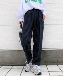 Q | ピンストライプセンタープレスパンツ(その他パンツ)