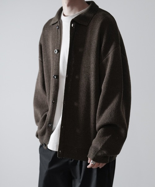 RUUBON】melange knit collar cardigan / メランジニット カラー