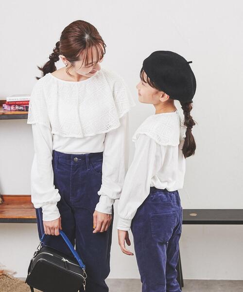 coen（コーエン）の「レースビッグカラーロングスリーブTシャツ（Tシャツ/カットソー・レディース・ホワイト/ブラック・M/L）」の3枚目の写真