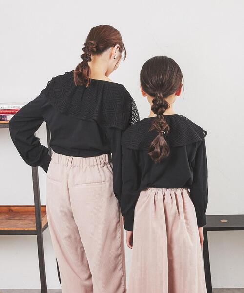 coen（コーエン）の「レースビッグカラーロングスリーブTシャツ（Tシャツ/カットソー・レディース・ホワイト/ブラック・M/L）」の9枚目の写真