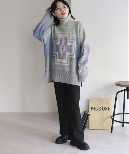 PENDLETON（ペンドルトン）の「【PENDLETON/ペンドルトン】タートルネックプルオーバー（ニット/セーター・レディース・ブラック系その他4/ベージュ系その他4/ブルー系その他4・FREE）」の4枚目の写真