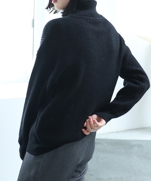 LAFFMO（ラフモ）の「ハーフジップニットプルオーバー（ニット/セーター・レディース・ライトブラウン/モカ/ブラック/ライトブルー/ピンク/アイボリー/グレー・FREE）」の22枚目の写真