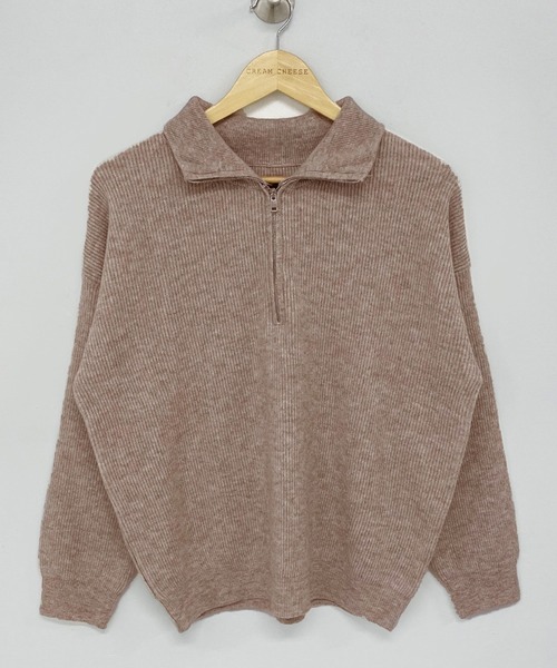 LAFFMO（ラフモ）の「ハーフジップニットプルオーバー（ニット/セーター・レディース・ライトブラウン/モカ/ブラック/ライトブルー/ピンク/アイボリー/グレー・FREE）」の13枚目の写真