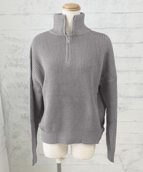 LAFFMO（ラフモ）の「ハーフジップニットプルオーバー（ニット/セーター・レディース・ライトブラウン/モカ/ブラック/ライトブルー/ピンク/アイボリー/グレー・FREE）」の11枚目の写真