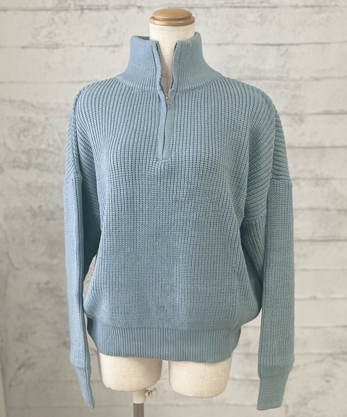 LAFFMO（ラフモ）の「ハーフジップニットプルオーバー（ニット/セーター・レディース・ライトブラウン/モカ/ブラック/ライトブルー/ピンク/アイボリー/グレー・FREE）」の9枚目の写真