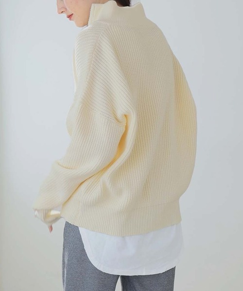 LAFFMO（ラフモ）の「ハーフジップニットプルオーバー（ニット/セーター・レディース・ライトブラウン/モカ/ブラック/ライトブルー/ピンク/アイボリー/グレー・FREE）」の16枚目の写真