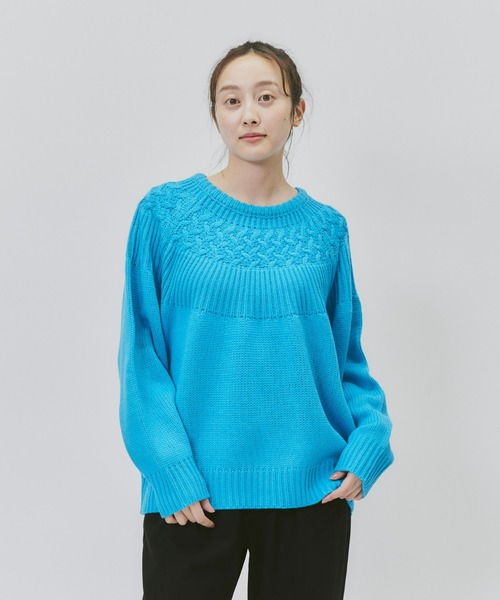 HONEYSUCKLE ROSE（ハニーサックルローズ）の「【HONEYSUCKLE ROSE】バルキーニットプルオーバー（ニット/セーター・レディース・オフホワイト/ブルー/ピンク・M/L）」の3枚目の写真