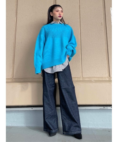 HONEYSUCKLE ROSE（ハニーサックルローズ）の「【HONEYSUCKLE ROSE】バルキーニットプルオーバー（ニット/セーター・レディース・オフホワイト/ブルー/ピンク・M/L）」の6枚目の写真