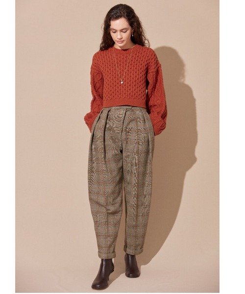 ALEXIA STAM（アリシアスタン）の「Two Tuck Plaid Wide Pants /ツータックプレイドワイドパンツ（その他パンツ・レディース・ブラウン・S/M）」の2枚目の写真