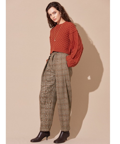 ALEXIA STAM（アリシアスタン）の「Two Tuck Plaid Wide Pants /ツータックプレイドワイドパンツ（その他パンツ・レディース・ブラウン・S/M）」の3枚目の写真