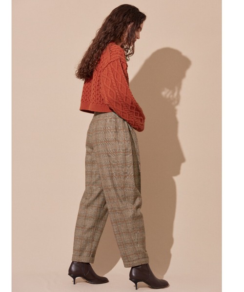 ALEXIA STAM（アリシアスタン）の「Two Tuck Plaid Wide Pants /ツータックプレイドワイドパンツ（その他パンツ・レディース・ブラウン・S/M）」の4枚目の写真