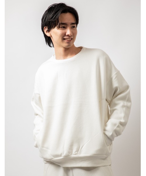 Beno(ビーノ)の「TCソフト裏起毛 オーバーシルエット クルーネックトレーナー(スウェット・メンズ・マスタード/ロイヤルブルー/ネイビー/ホワイト/グリーン/グレー/グレイッシュベージュ/ブラック・M/L/XL)」の2枚目の写真