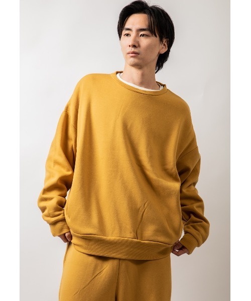 Beno(ビーノ)の「TCソフト裏起毛 オーバーシルエット クルーネックトレーナー(スウェット・メンズ・マスタード/ロイヤルブルー/ネイビー/ホワイト/グリーン/グレー/グレイッシュベージュ/ブラック・M/L/XL)」の8枚目の写真