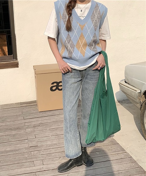 RUUX(ルーフ)の「オーバーサイズ アーガイル ベスト(ベスト・レディース・ブルー/グリーン・FREE)」の14枚目の写真