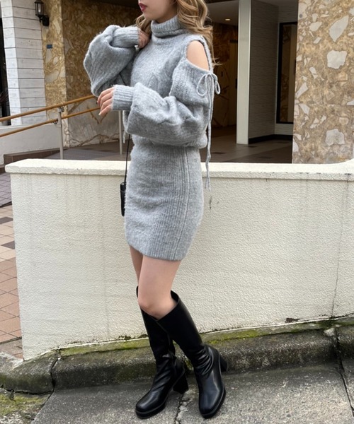 one after another NICE CLAUP（ワンアフターアナザーナイスクラップ）の「ストーム付きロングブーツ（ブーツ・レディース・ライトベージュ/ブラック・SMALL/MEDIUM/LARGE）」の15枚目の写真