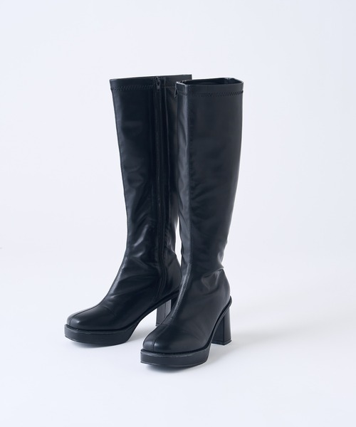 one after another NICE CLAUP（ワンアフターアナザーナイスクラップ）の「ストーム付きロングブーツ（ブーツ・レディース・ライトベージュ/ブラック・SMALL/MEDIUM/LARGE）」の6枚目の写真