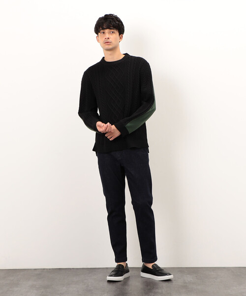 COMME　CA COMMUNE（コムサコミューン）の「【ウォッシャブル】 ニット×裏毛素材　アラン柄ニット（ニット/セーター・メンズ・ブラック/ベージュ・M/L）」の17枚目の写真