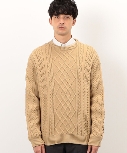 COMME　CA COMMUNE（コムサコミューン）の「【ウォッシャブル】 ニット×裏毛素材　アラン柄ニット（ニット/セーター・メンズ・ブラック/ベージュ・M/L）」の18枚目の写真