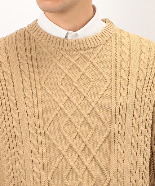 COMME　CA COMMUNE（コムサコミューン）の「【ウォッシャブル】 ニット×裏毛素材　アラン柄ニット（ニット/セーター・メンズ・ブラック/ベージュ・M/L）」の13枚目の写真