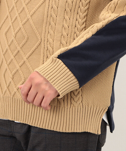 COMME　CA COMMUNE（コムサコミューン）の「【ウォッシャブル】 ニット×裏毛素材　アラン柄ニット（ニット/セーター・メンズ・ブラック/ベージュ・M/L）」の19枚目の写真