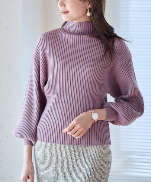 セール】ぽわん袖 ニット ボリューム袖 ニット 長袖 ボリューム