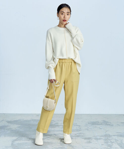 fredy emue(フレディエミュ)の「【カラー展開豊富】アウトリンキング配色ニット(ニット/セーター・レディース・グレー/ブルー/オフホワイト/ブラック/レッド・38)」の6枚目の写真