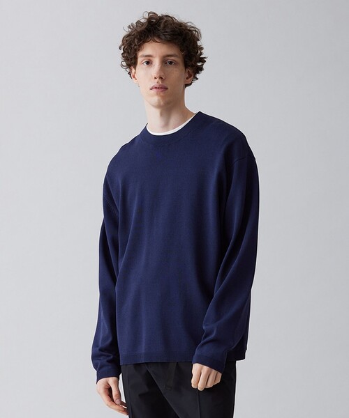UNFILO(アンフィーロ)の「イージーケア ニットロングTEE(ニット/セーター・メンズ・アイボリー系/ネイビー系/ブラック系/イエロー系・SMALL/MEDIUM/LARGE/X-LARGE)」の3枚目の写真