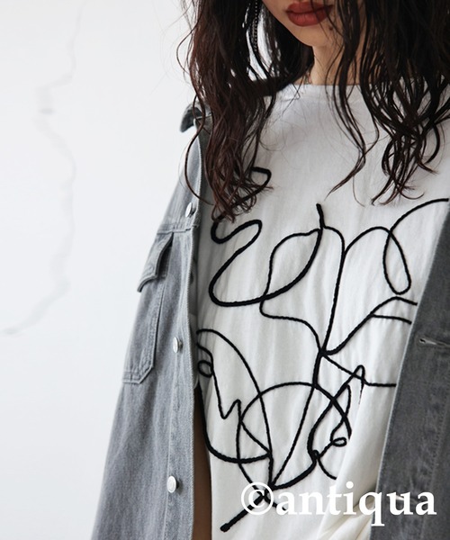antiqua（アンティカ）の「綿100％ロープデザイントップス（Tシャツ/カットソー・レディース・ブラック/オフホワイト・FREE）」の12枚目の写真