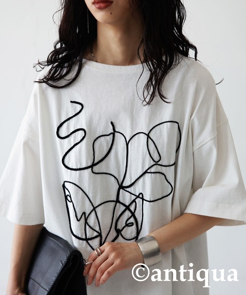 antiqua（アンティカ）の「綿100％ロープデザイントップス（Tシャツ/カットソー・レディース・ブラック/オフホワイト・FREE）」の11枚目の写真