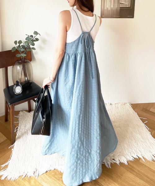 GeeRA（ジーラ）の「ぽこぽこエンボス素材キャミワンピース（ワンピース・レディース・ミント/ベージュ/ブラック・X-LARGE/LARGE/MEDIUM/SMALL）」の3枚目の写真